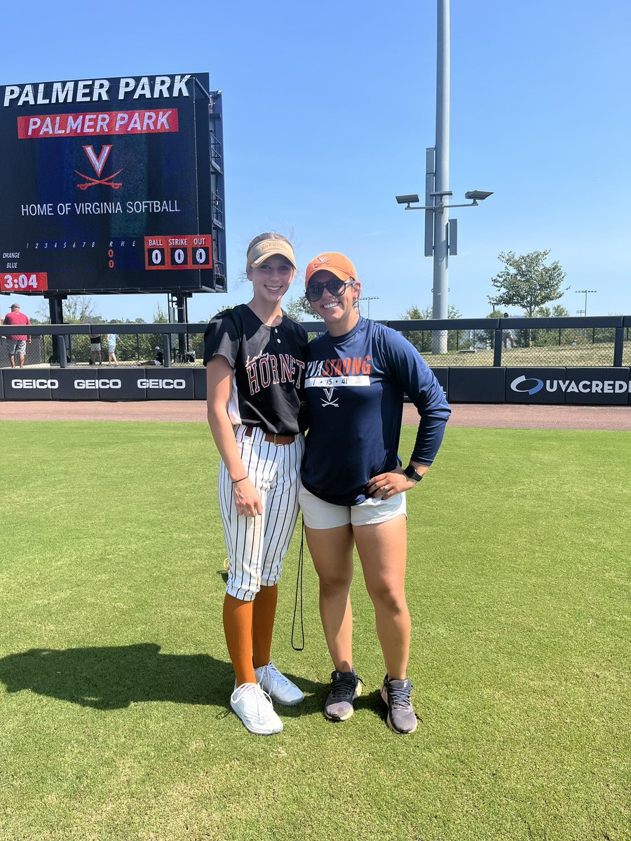 Thank you so much @UVASoftball for such a great camp! I loved working with all the players and coaches as well as getting some great instruction. I can’t wait to be back in September! 
@Coach_Jo4444 @catch42softball @Kassidyh2022 @LadyHornets2025