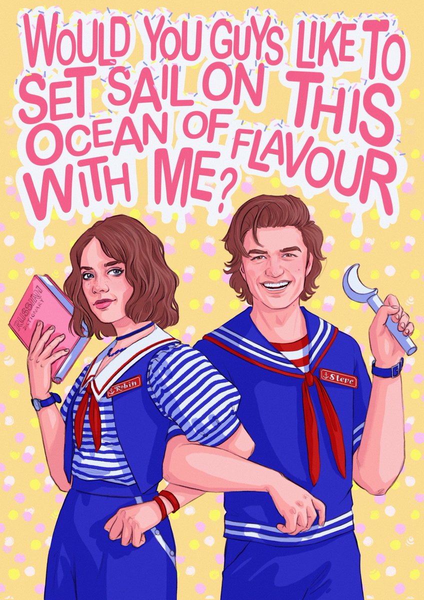 ShinyDirtyCoin's tweet photo. i have actually been working on these besties on and off for so long and I think i'm finally happy with this

scoops stobin🍦

#stobin #steveharrington #robinbuckley https://t.co/jl78q4DZnj