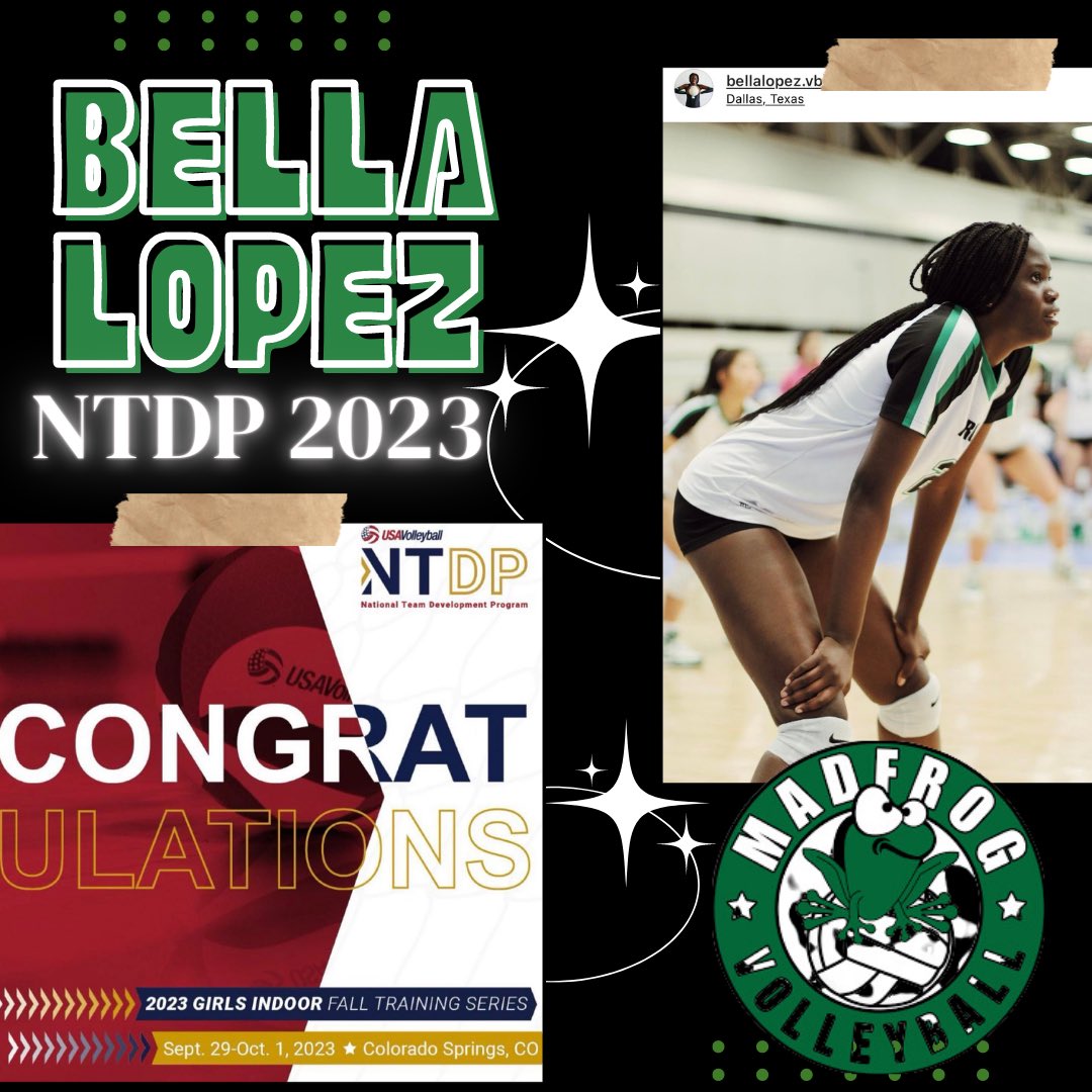 Big congratulations to 16 National Green Bella Lopez for being selected to participate in National Team Development Program with @usavolleyball ! Your Madfrog fam is proud of you! 🐸