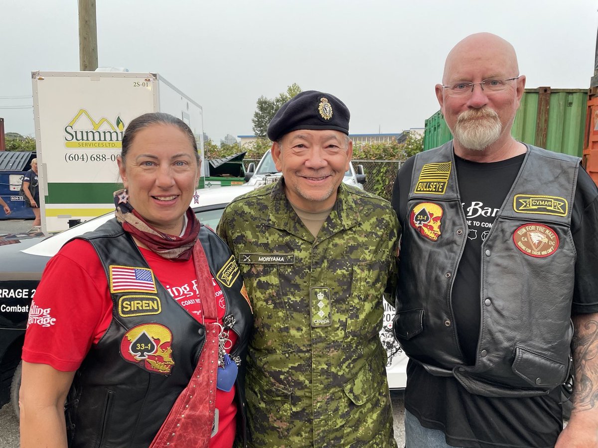 Honoured to represent the Lieutenant Governor of British Columbia last evening to welcome riders who rode across Canada to raise funds and awareness for PTSD (#RollingBarrage). A 10,000 km journey for many of them. A great evening recognizing a wonderful accomplishment.