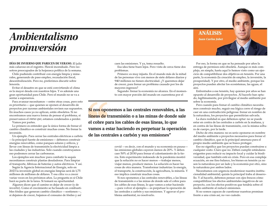 ignaciobriones_'s tweet photo. Recomiendo esta excelente columna de @JCJobet hoy en @ElMercurio_cl sobre cómo la inversión en nuestras ventajas comparativas mineras y de energías renovables es condicón necesaria para el desafío climático y para nuestro desarrollo futuro. https://t.co/w7t5vpyQAL
