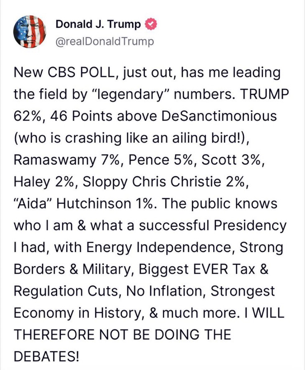 JoJoFromJerz's tweet photo. He knows the debates will only hurt him, because he’s an idiot.
And he’s also a fucking coward. https://t.co/r2jE7LtX5s