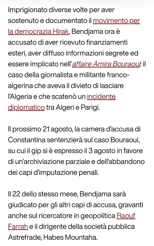 Chief Daira 𓂀 (@chiefdaira) on Twitter photo « In Algeria è quasi impossibile informare liberamente »
Excellent entretien avec <a href="/BairYamina/">Yamina Baïr</a> journaliste de <a href="/radioM_me/">RADIO M</a> et <a href="/maghrebemergent/">Maghreb Émergent</a> à lire dans <a href="/nigrizia/">@nigrizia</a> 🔽
" L'asphyxie des médias 🇩🇿 indépendants s'est accentuée ces dernières années.
1/3
nigrizia.it/notizia/algeri… « In Algeria è quasi impossibile informare liberamente »
Excellent entretien avec <a href="/BairYamina/">Yamina Baïr</a> journaliste de <a href="/radioM_me/">RADIO M</a> et <a href="/maghrebemergent/">Maghreb Émergent</a> à lire dans <a href="/nigrizia/">@nigrizia</a> 🔽
" L'asphyxie des médias 🇩🇿 indépendants s'est accentuée ces dernières années.
1/3
nigrizia.it/notizia/algeri…