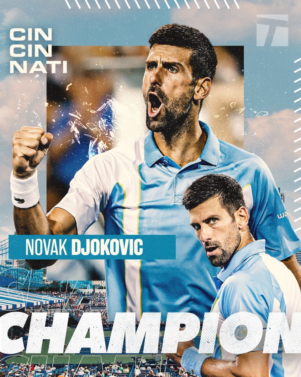 TennisChannel's tweet photo. A COMEBACK FOR THE AGES!!!!

Novak Djokovic saves a match point to defeat Alcaraz in a three-set thriller!

39th Masters 1000 title &amp; 3rd #CincyTennis 🏆 https://t.co/Rfl2MaB9pd