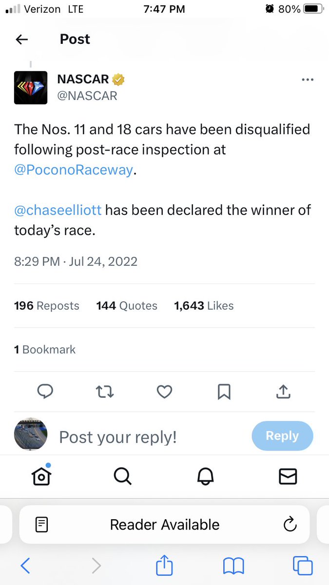 amacdonald424's tweet photo. @AustinKonenski Gap between race ending and Hamlin and Busch getting Dqd is 2 hours and 9 minutes after the race ended https://t.co/eXmSzi160B