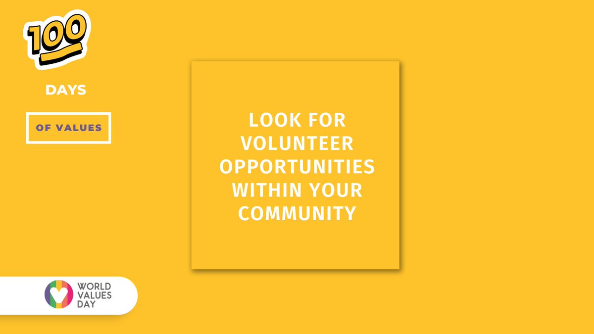 ValuesDay's tweet photo. Day 42 of #100daysofvalues sharing ideas of how you can put #values into action.  #WorldValuesDay 

💛 Look for volunteer opportunities within your community https://t.co/S5gNn0ERrS