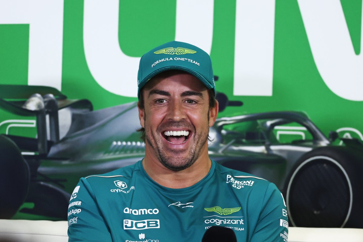 F1's tweet photo. How to re-emerge from the summer break, feat. @alo_oficial:

- Wake up 🙈
- Check calendar 🤨
- Realise it's RACE WEEK 😏
- Celebrate! 😄

#DutchGP #F1 https://t.co/S7Mm720VB2