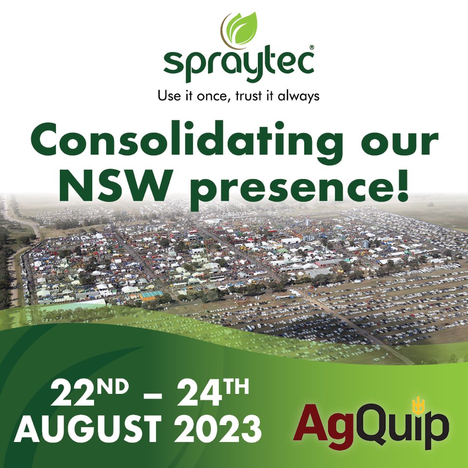spraytec_aus's tweet photo. A compelling week ahead with our inaugural participation at the AgQuip Field Days! 

Celebrating it's 50th year, AgQuip has cemented itself as Australia's leading agricultural event. 

Our team are ready to go as we seek to strengthen our NSW expansion. 

Find us at site F/13B! https://t.co/AAp5Zf4JKu
