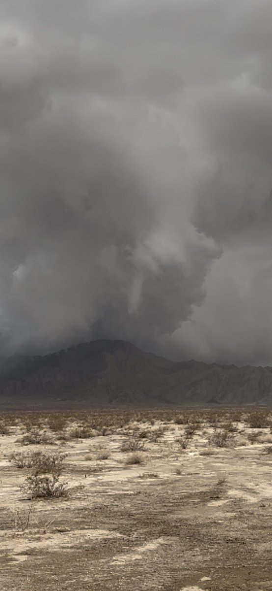 SirlinJohn's tweet photo. Didn’t have good cell service today but wanted to share a bit more from our chase. This was along CA 177, north of Desert Center. We had a very stout funnel on our side before we lost it over the mountain. #cawx https://t.co/64Oyc4iUh4