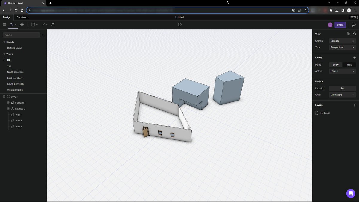 machi_syo_g's tweet photo. Arcolというの少し触ってみた。
webベースでブラウザから建築のコンセプトデザインやレポートがつくれると。
2023/8/23 3pm(EST)までプレビューリリースが触れる。
#Arcol
#BIM https://t.co/JSCll4Kwzc