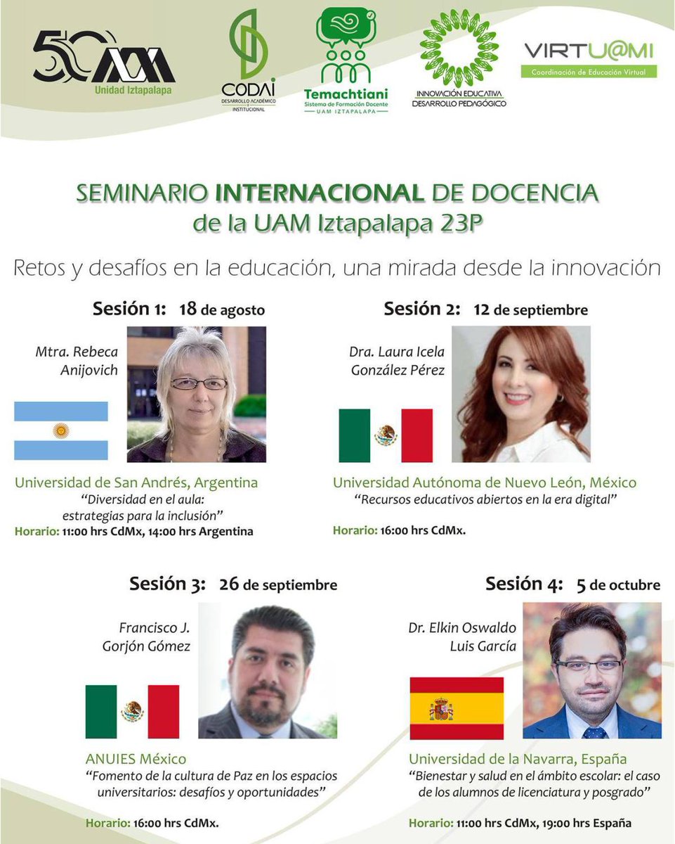 #HoyToca Seminario Internacional de Docencia con la charla "Fomento de la cultura de paz en los espacios universitarios: desafíos y oportunidades", impartida por el Dr. Francisco Gorjón, de la <a href="/ANUIES/">ANUIES</a>.

16:00 horas, modalidad virtual.

Previo registro en: forms.gle/vV4xHLWPSgR694…