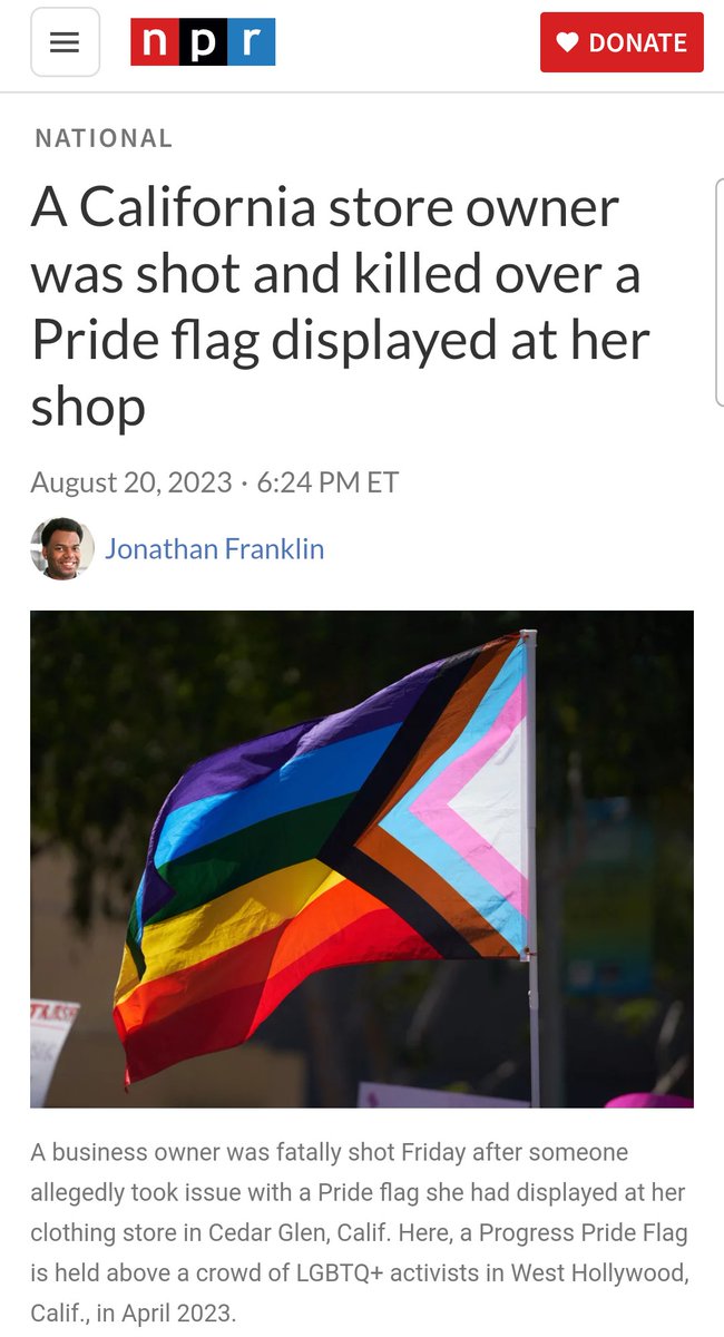 This is the end result of all the fearmongering. All the unscientific nonsense. All the slandering of LGBTQ+ people as groomers. Dehumanizing people to the point of killing someone over symbols.

The victim wasn't even queer. They were an ally standing up for civil rights.