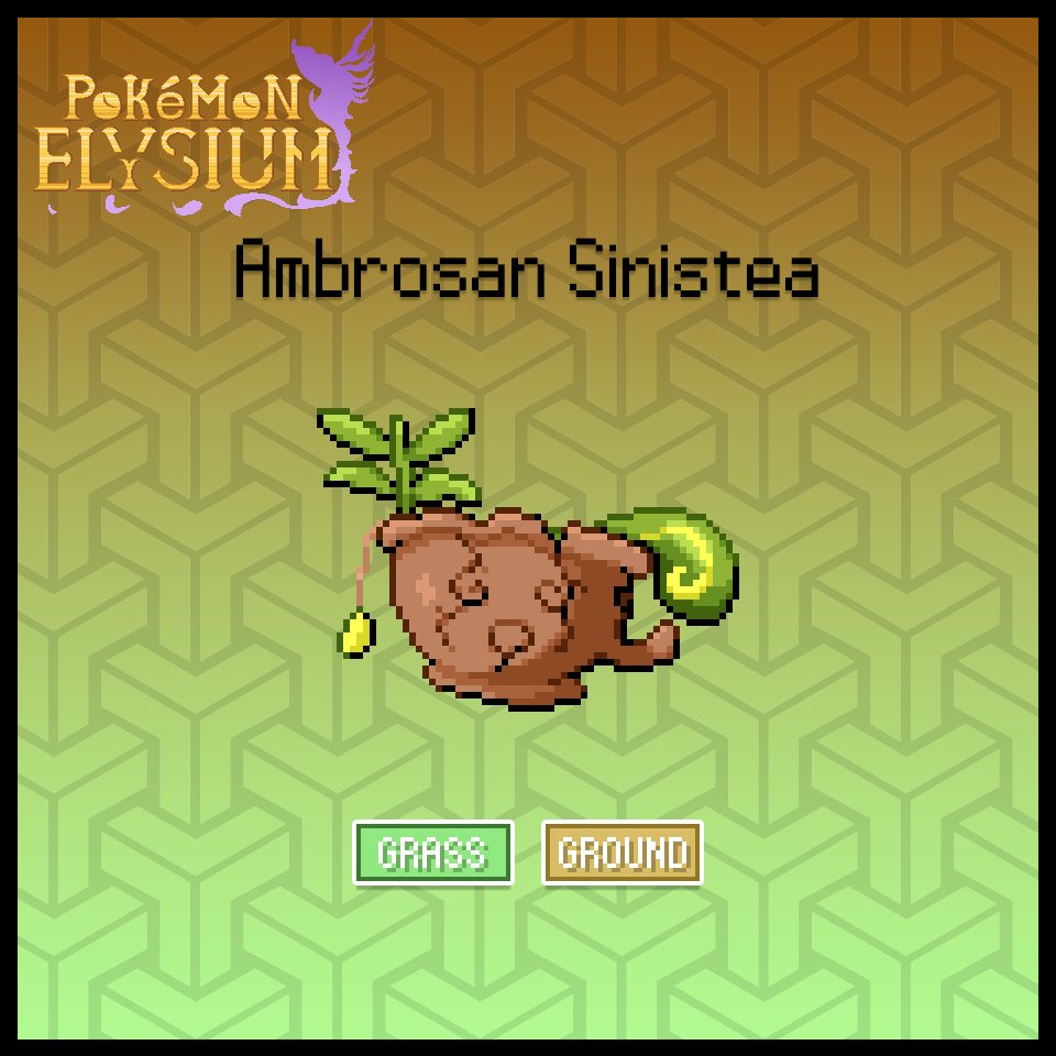 PokemonLycoris's tweet photo. Meet Ambrosan Sinistea! Sinistea possess the form of green tea in Ambrosa. Unlike normal Sinistea, this tea tastes natural and soothing, attracting unsuspecting victims to be haunted and drained of their vitality. https://t.co/6OsLrjrOxd