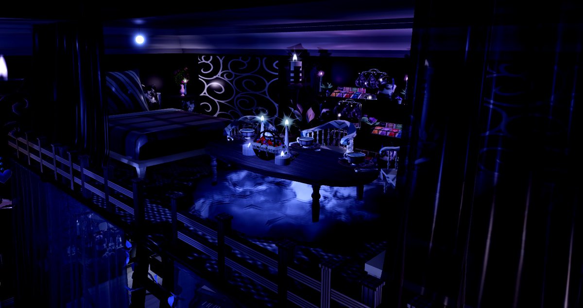 3nty66's tweet photo. HERES MY DARK ICE FAIRY DORM✋🏾. ( I might re-do it because i’m getting bored of it plus it feels generic) (more pics under thread) #royalehigh #royalehighcampus3 #royalehighdorms #royalehighphase5 #royalehighnew #phase5 https://t.co/gZA1KIBI5K