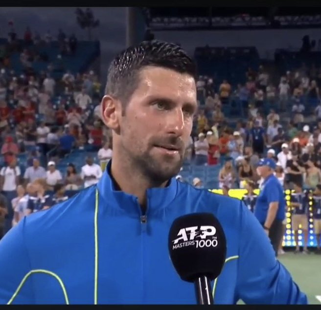 TheTennisLetter's tweet photo. Novak Djokovic after beating Carlos Alcaraz in Cincinnati:

“Crazy. Honestly I don’t know what else I can say. Tough to describe. Definitely 1 of the toughest matches I’ve played in my life, regardless what tournament, category, level, or what player. It’s unbelievable. From beginning til the end, we both went through so much. Ups & downs. Highs & lows. Incredible points. Poor games. Heat strokes. Coming back. Overall, 1 of the toughest & most exciting matches I’ve ever been a part of. These are kind of moments & matches I continue to work for day in & day out. I was never in doubt I could deliver the A game when it mattered most. I’m just thrilled” ❤️