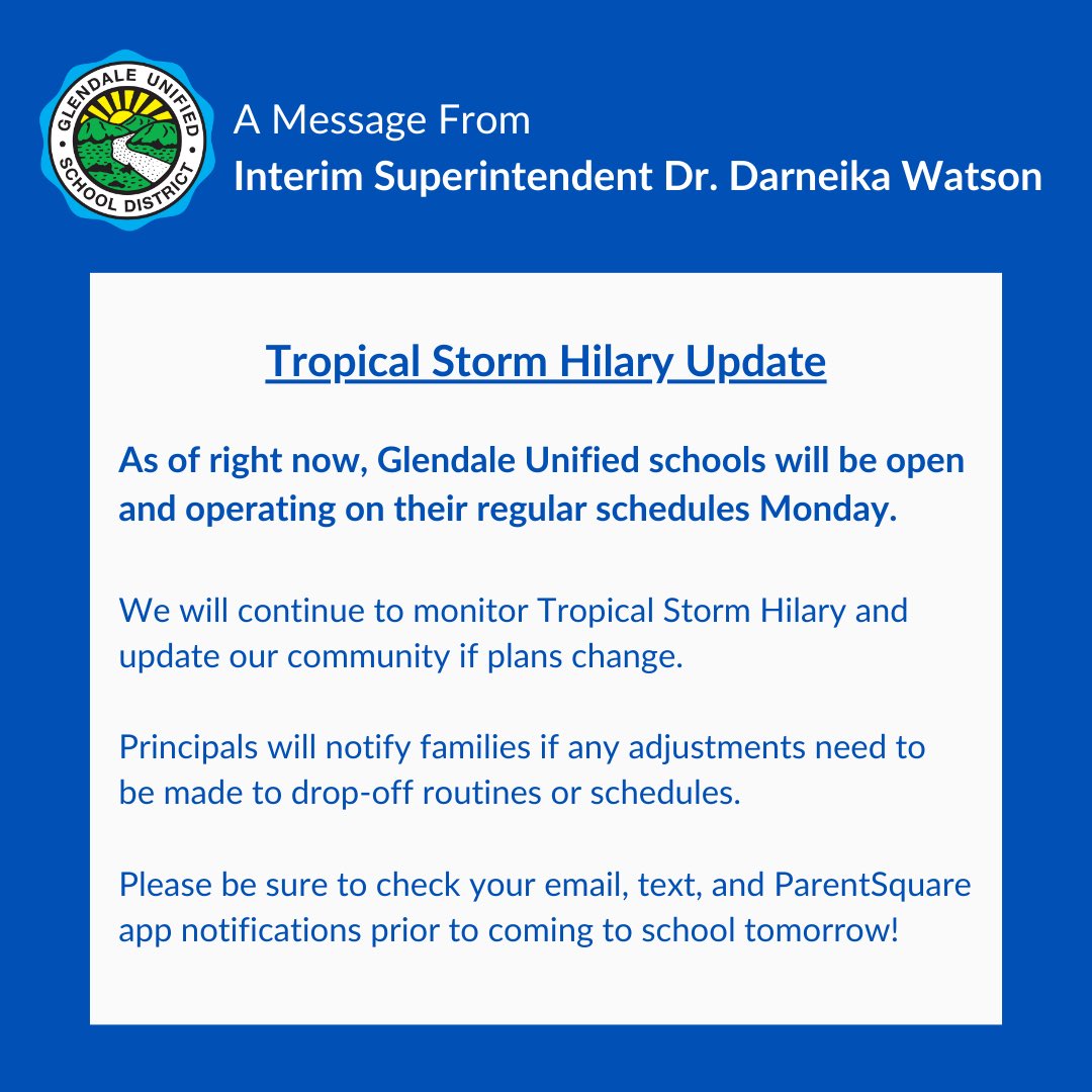 GlendaleUSD's tweet photo. Full message at https://t.co/rYaDuWifuM https://t.co/FQjP99HQmb