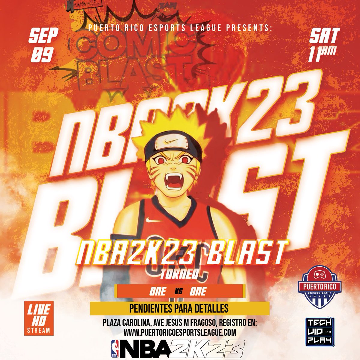PREsportsLeague's tweet photo. ¡Atención a todos los fanáticos del baloncesto y los videojuegos! 🏀🎮 Este 9 de septiembre, estaremos presentes en el Plaza Carolina Comic Blast con una emocionante competencia de NBA2K. ¿Crees que tienes las habilidades para dominar la cancha virtual? https://t.co/ragluTdVQj