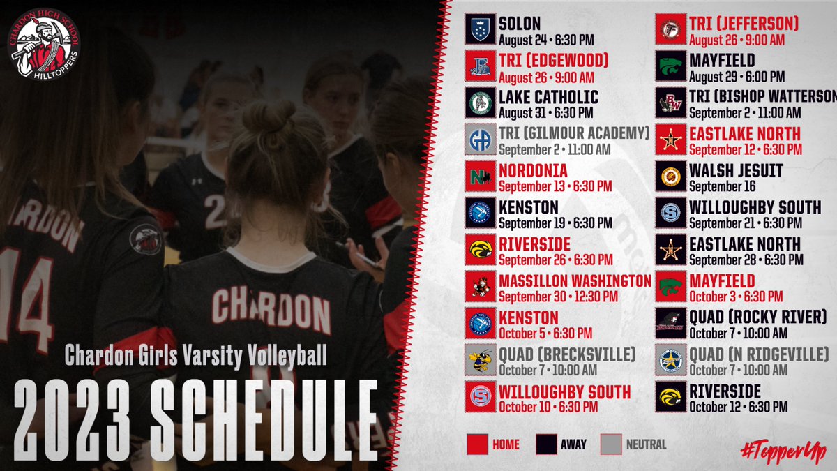 Chardon Volleyball (@chardongirlsvb) on Twitter photo Our 2023 season starts in 4 days ... and @chardonVB is ready to get this season underway! #Topperup #Respect #Engage #Compete
<a href="/toppernation/">CHS Athletics™</a> @chs_dmurray Our 2023 season starts in 4 days ... and @chardonVB is ready to get this season underway! #Topperup #Respect #Engage #Compete
<a href="/toppernation/">CHS Athletics™</a> @chs_dmurray