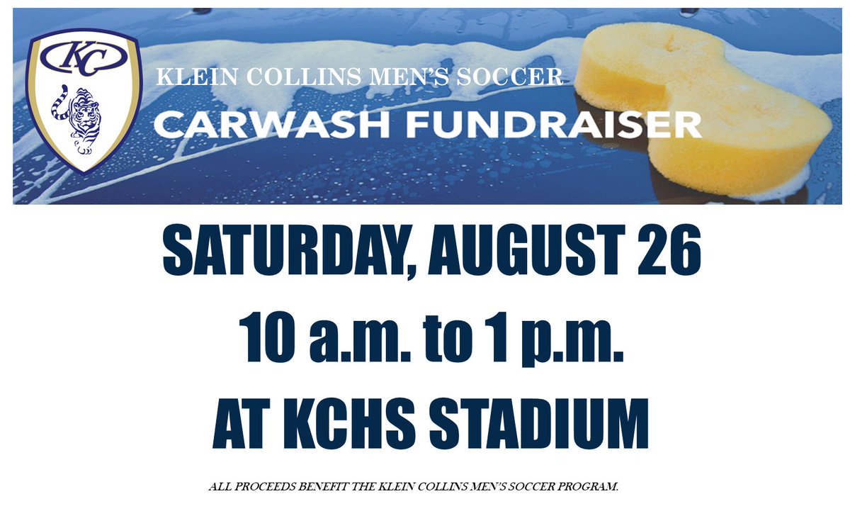 Klein Collins Soccer (@kctigersoccer) on Twitter photo Please come out and support the <a href="/KleinCollins/">Klein Collins High School</a> men's soccer program this Saturday at our car wash! We will be washing cars from 10 to 1 in the KCHS stadium parking lot. Please come out and support the <a href="/KleinCollins/">Klein Collins High School</a> men's soccer program this Saturday at our car wash! We will be washing cars from 10 to 1 in the KCHS stadium parking lot.