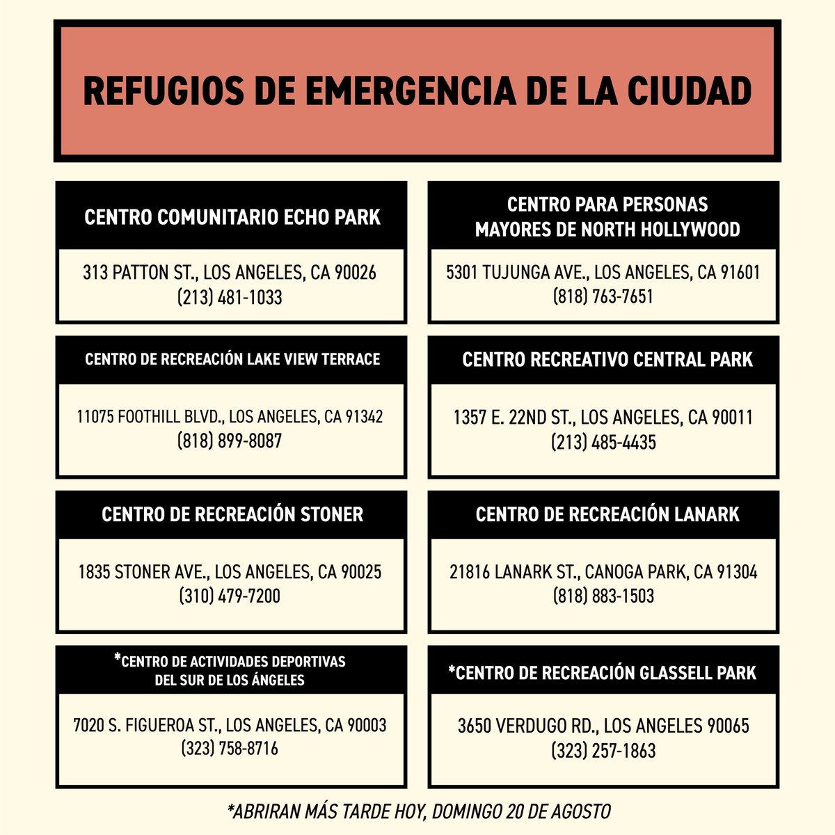 UnifiedLA's tweet image. The City of Los Angeles announced today that emergency temporary shelters remain open across the City to provide shelter for unhoused Angelenos impacted by Tropical Storm Hilary’s extreme weather conditions. Visit this link for more information: mailchi.mp/0d8ad9616815/t…