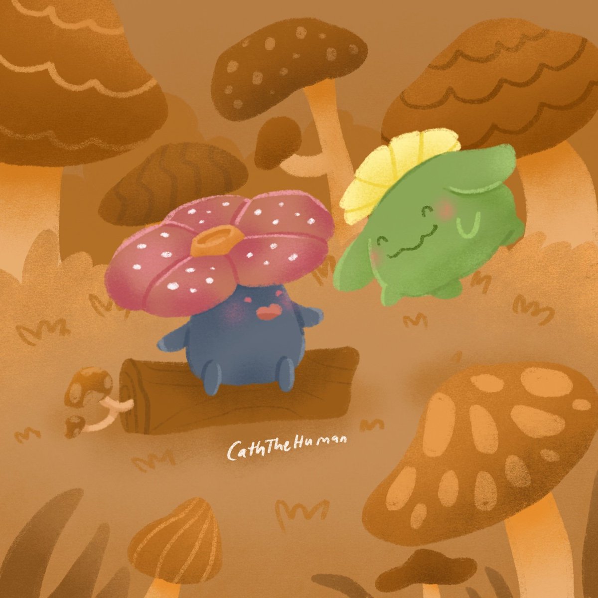 caththehuman's tweet photo. Flower hat bbs! 🌼🩷 i feel like they were made to contrast each other, and their names even rhyme! Hehe #pokemon #pokemonart https://t.co/CGpD68nCvW