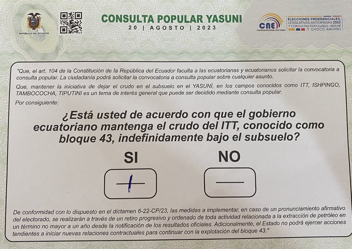 Vamos por el SI #SiAlYasuní #Elecciones2023Ec