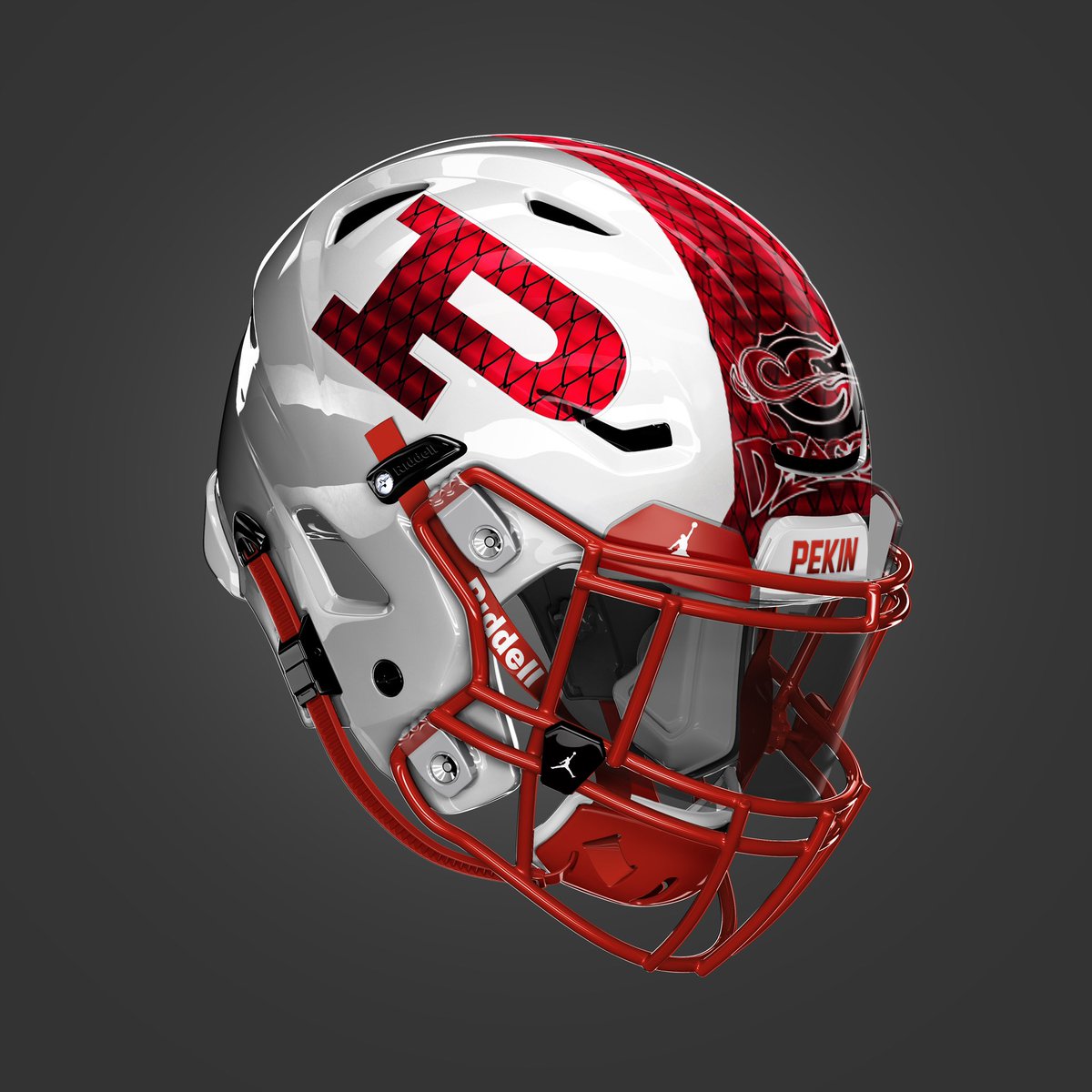 IL_FB_Project's tweet photo. Dragons are known for 🔥 and tough scales. Pekin gets both on their lid. Chrome scaled pattern P/stripe with🔥 breathing dragon on the front is a toughness only dragons bring.
@pekinfootball head north to take on Rolling Meadows at 7:30 Friday night.
#ILFBProject #ILHSFootball https://t.co/VS87sDm0MB