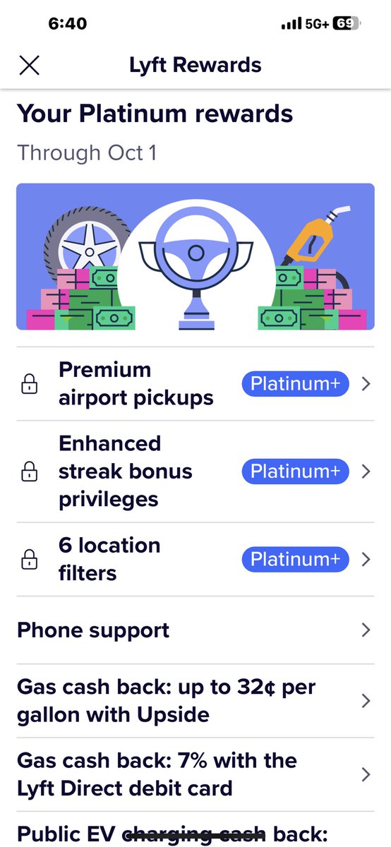 tesla_rideshare's tweet photo. What’s up @davidrisher a hidden treasure ? Why don’t play clean and show this info upfront ? I’ve tried to get this new option, and after hit the “Lyft platinum” I discovered we need more and much more points. #lyft https://t.co/RC4VubM0sb