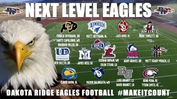 Best of luck to all former Dakota Ridge players playing at the next level as they start their season.  Great to have so many of our guys playing college football this year.  #DRidgeBrotherhood