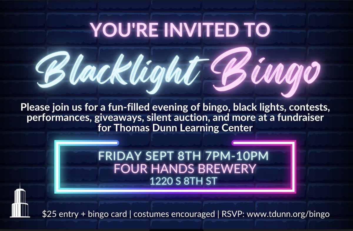 Thomas Dunn Learning Center (@tdlcstl) on Twitter photo Get your tix for our upcoming fundraiser to support TDLC at <a href="/4HandsBrewingCo/">4 Hands Brewing Company</a> !
Fun night of bingo, prizes, and performances đȘ
tdunn.org/bingo Get your tix for our upcoming fundraiser to support TDLC at <a href="/4HandsBrewingCo/">4 Hands Brewing Company</a> !
Fun night of bingo, prizes, and performances đȘ
tdunn.org/bingo