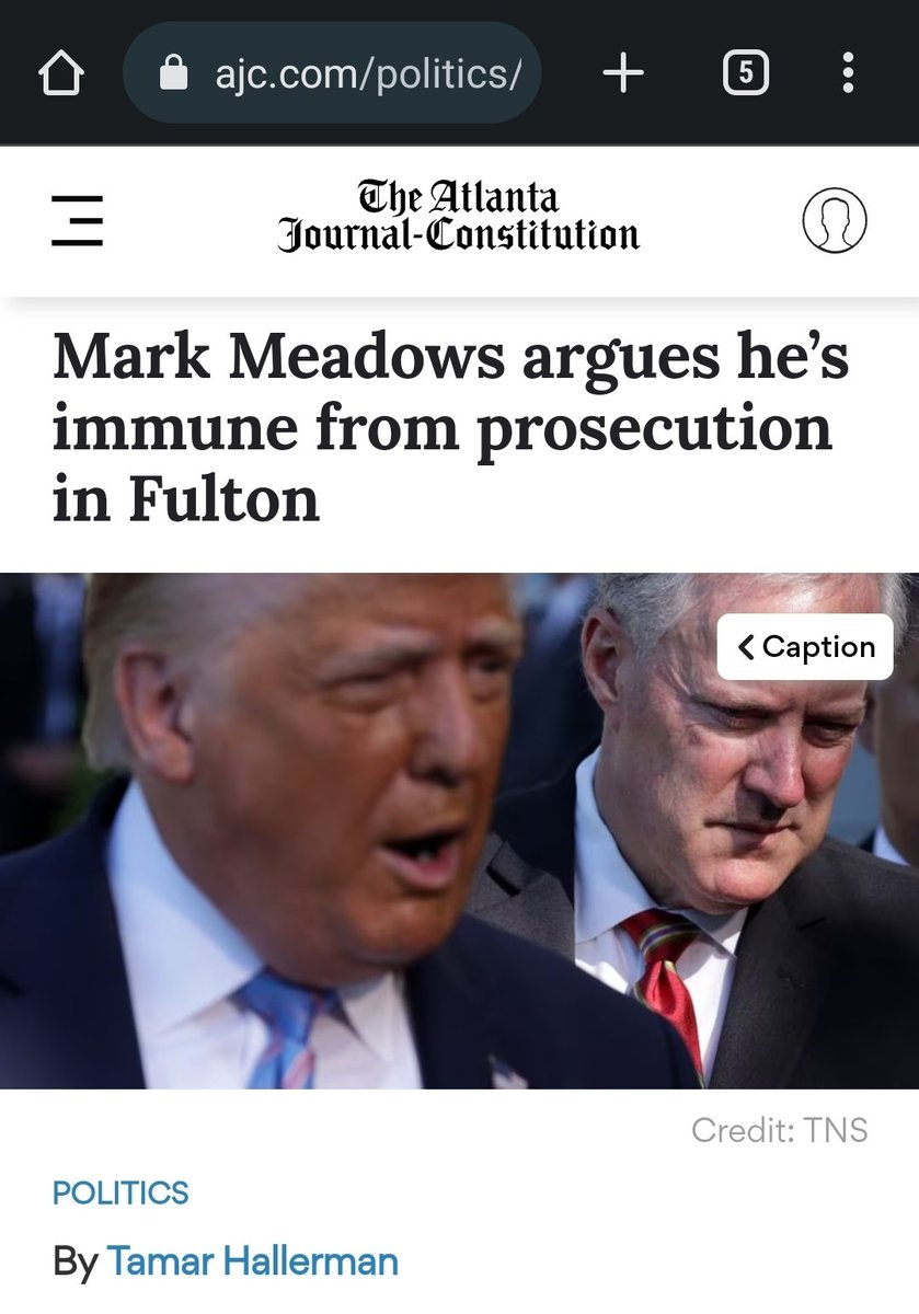 Pushing in GA for unwarranted signature audits & working with Trump to coerce GA Sec of State Raffensberger to find 11500 votes are not likely to be viewed as doing normal federal duties or within the first amendment rights of Meadows.

ajc.com/politics/mark-…