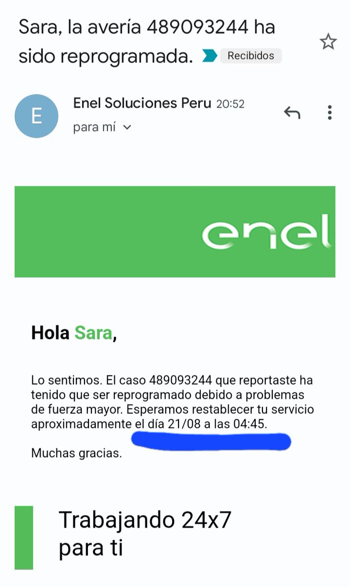 sarysabel's tweet photo. @EnelPeru nuevamente baja de intensidad de energía, hace 7 días igual, nos hemos perjudicado  por equipos q se malogran. Los electrodomésticos se encienden y apagan y dicen que arreglaran a las 4am. No atienden por fono. @OSINERGMIN ¿que podemos hacer para no seguir perjudicados? https://t.co/TgEOJ0UPOI