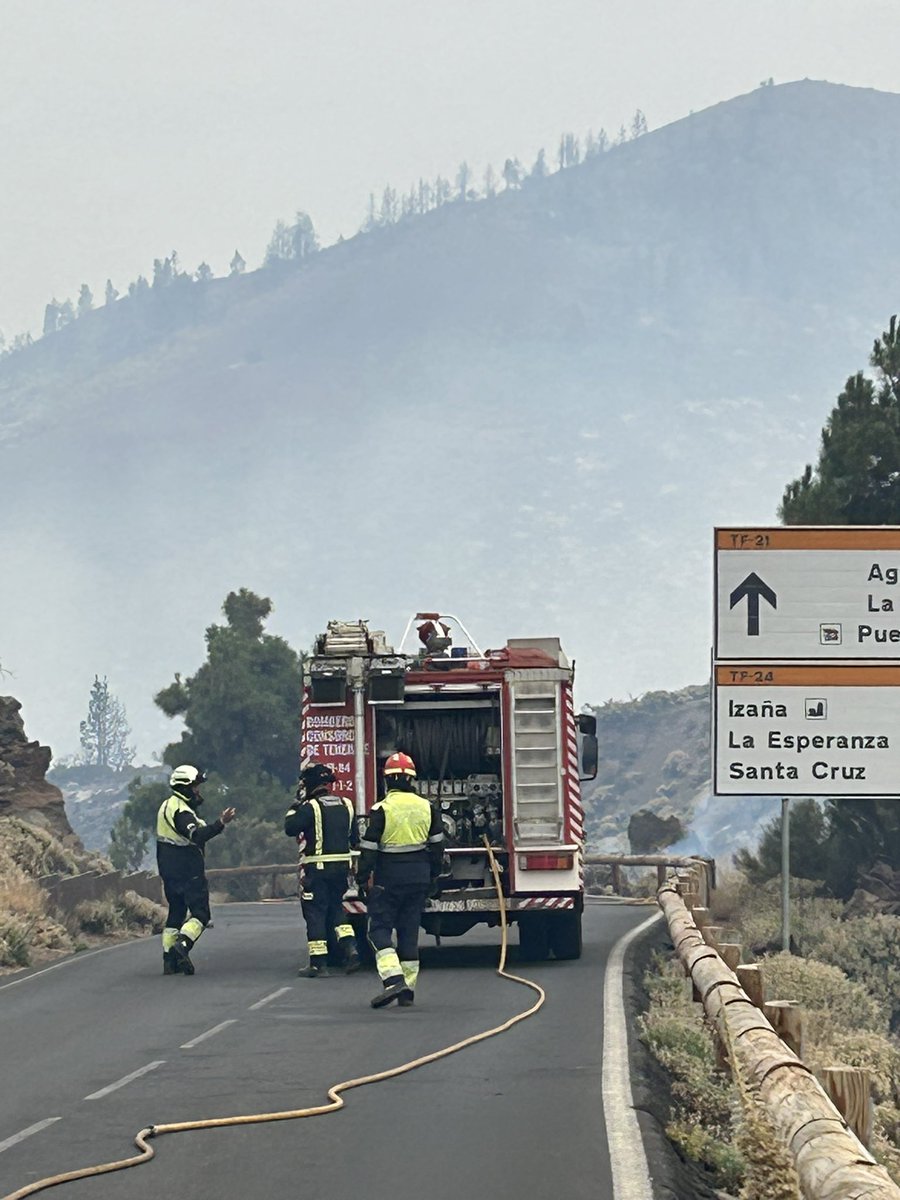 Pmillan1's tweet photo. Hoy en el @pnteide un gran equipo combinado luchando contra el fuego y salvando el Jardín Botanico, el vivero y el centro de visitantes, impresionante 👏 @rdavmam @CabildoTenerife @FClavijoBatlle @BomberosTf. La lucha continua a estas horas de la madrugada en el entorno de Izaña. https://t.co/dusuZEeWJc