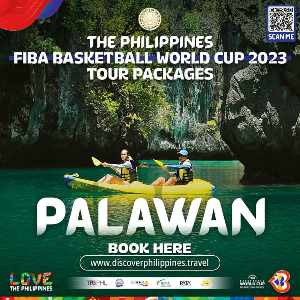 𝗙𝗿𝗼𝗺 𝗖𝗼𝘂𝗿𝘁𝘀𝗶𝗱𝗲 𝘁𝗼 𝗣𝗮𝗿𝗮𝗱𝗶𝘀𝗲: Experience an unparalleled odyssey to the award-winning island of Palawan with the Department of Tourism's (DOT) FIBA Basketball World Cup 2023 Philippine Tour Packages! 🏀🇵🇭