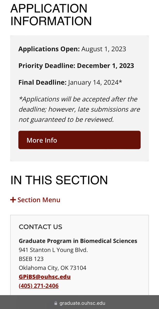 PhD opportunities in biomedical sciences at The university of Oklahoma health sciences center. NO APPLICATION FEE