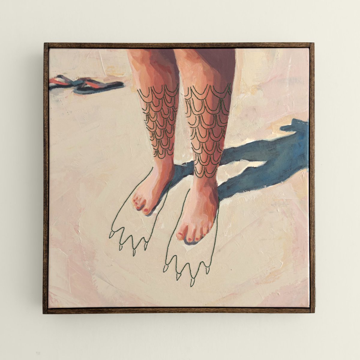 TrevorWayne's tweet photo. Excited to have “Seamonster” an original painting with embroidery by Dietzworkz available in my store and online at https://t.co/8kPhCnKB4l under “Original Art” tab! Check out the wonderful Palm Springs artists I represent! https://t.co/KTqsuErK6Y