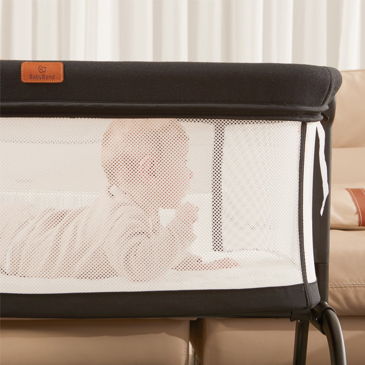 Keeping them Safe and Seen
Experience peace of mind with our bassinet featuring a complete four-sided mesh design. Providing optimal airflow and visibility, it's designed to minimize the risk of suffocation for your precious one while allowing you to keep a watchful eye on them.