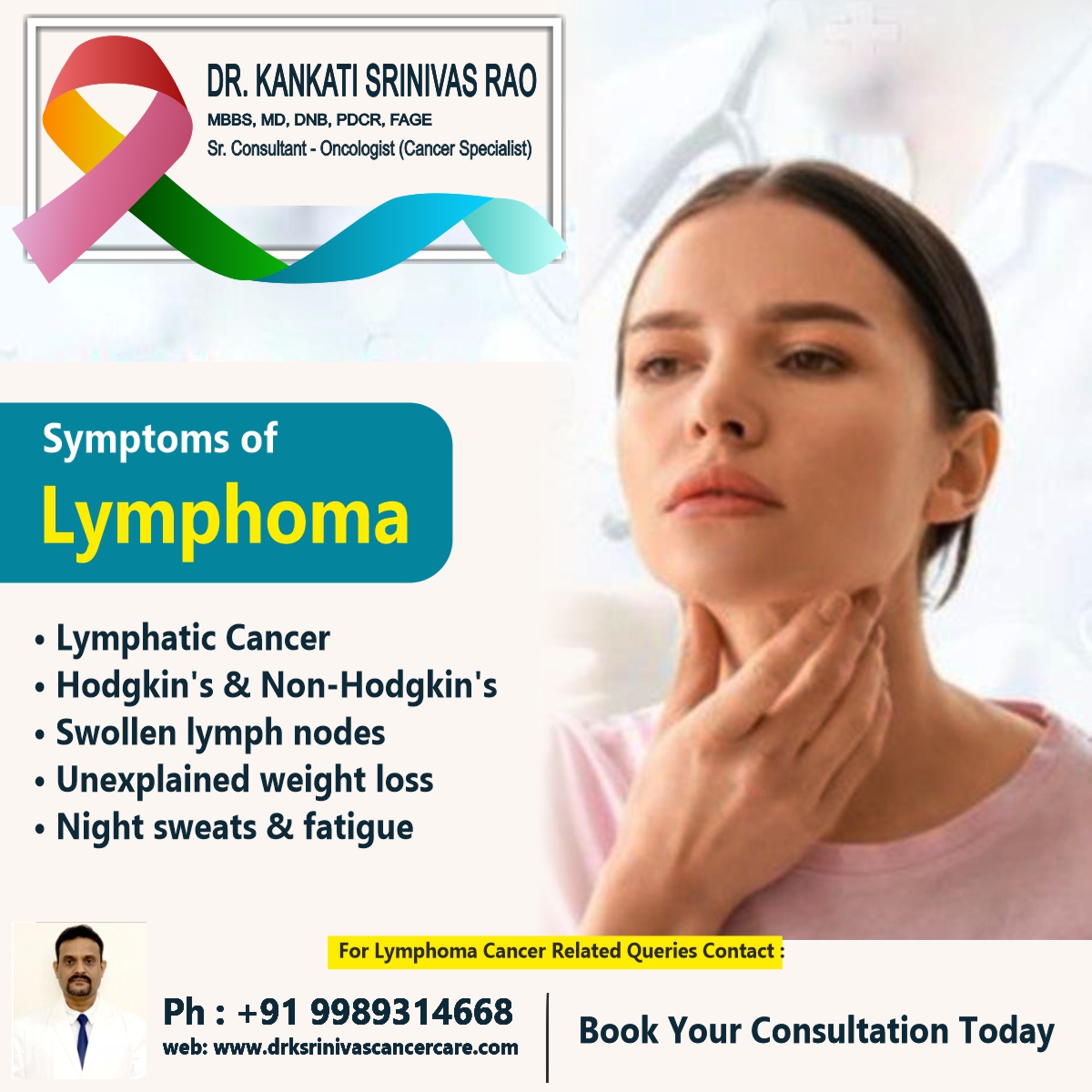 Symptoms of lymphoma ✔️ Lymphatic cancer ✔️ Hodgkin's and non-Hodgkin's ✔️ Swollen lymph nodes ✔️ Unexplained weight loss ✔️ Night sweats and fatigue #drsrinivasrao #symptoms #lymphoma #radiatio #nallagandla #hyderabad #hitechcity #madhapur #banjarahills #bhel #miyapur