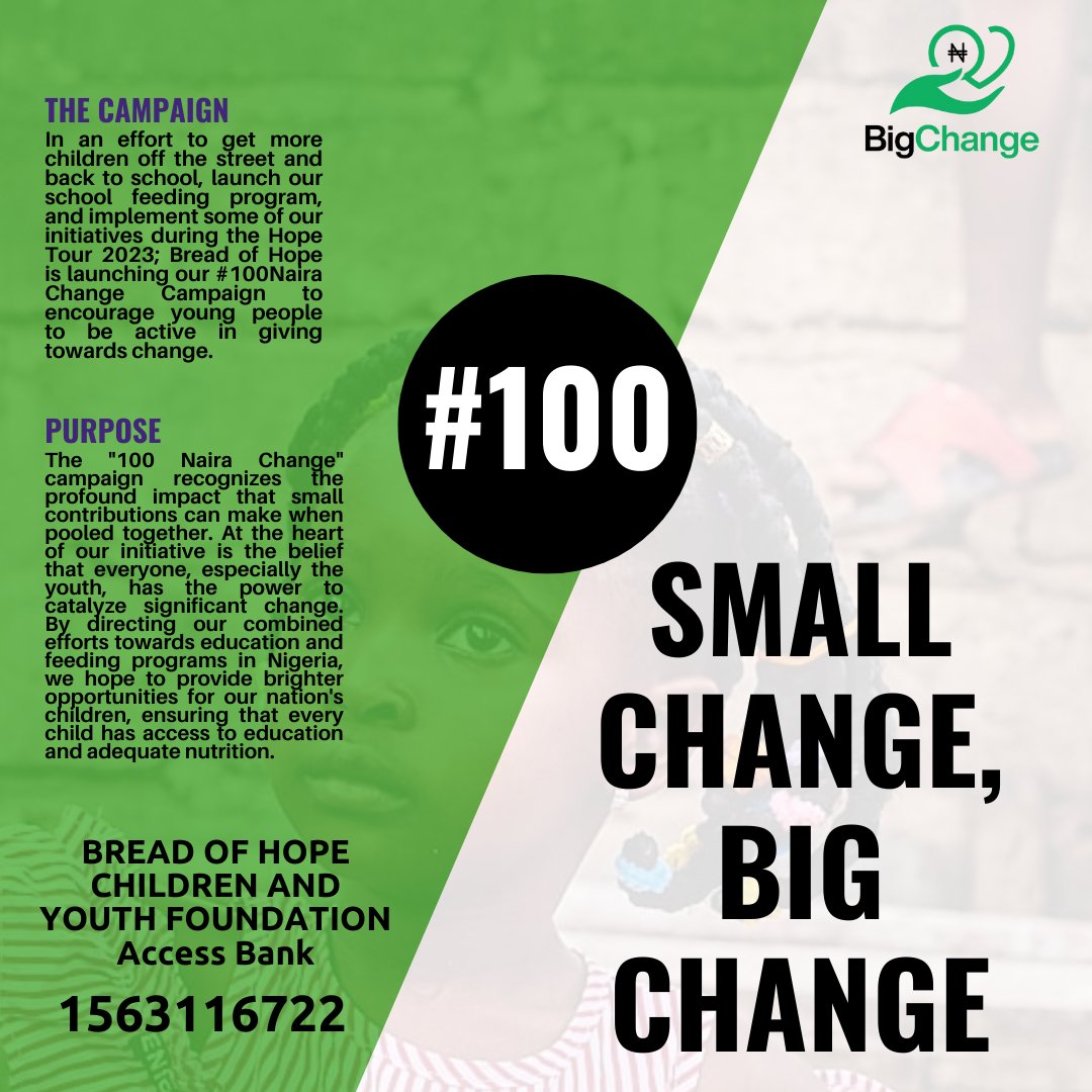 Join the 100 Naira Challenge! At the heart of our initiative is the belief that everyone, especially the youth, has the power to catalyze significant change. #100NairaChange #100NAIRACHANGECHALLENGE