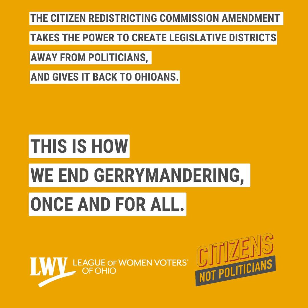 Ohioans voted overwhelmingly for fair districts back in 2015 and 2018, but the legislature has repeatedly ignored both constitutional amendments.
So we're back with an amendment that gets politicians out of the commission, and puts that power into the hands of Ohio citizens.