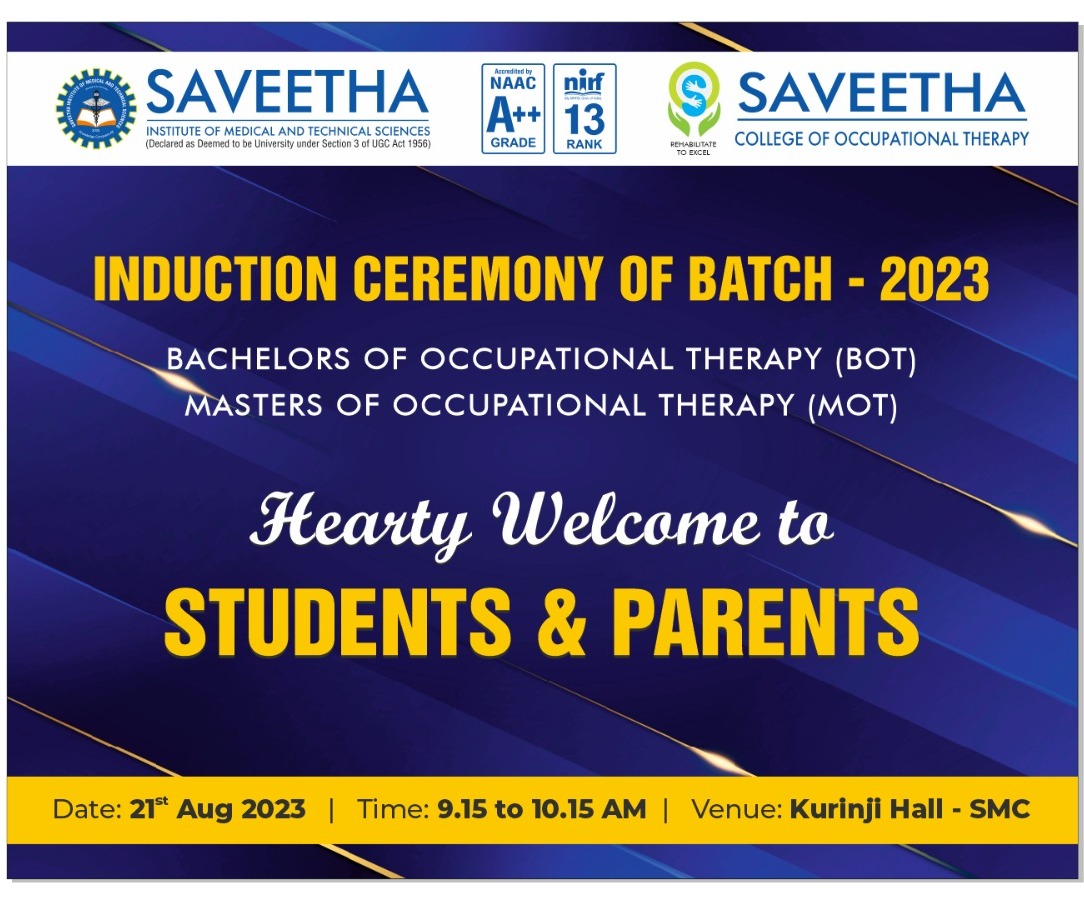 INDUCTION CEREMONY OF BATCH - 2023

#inductionceremony #2023 #scot #ot #occupationaltherapy #simats