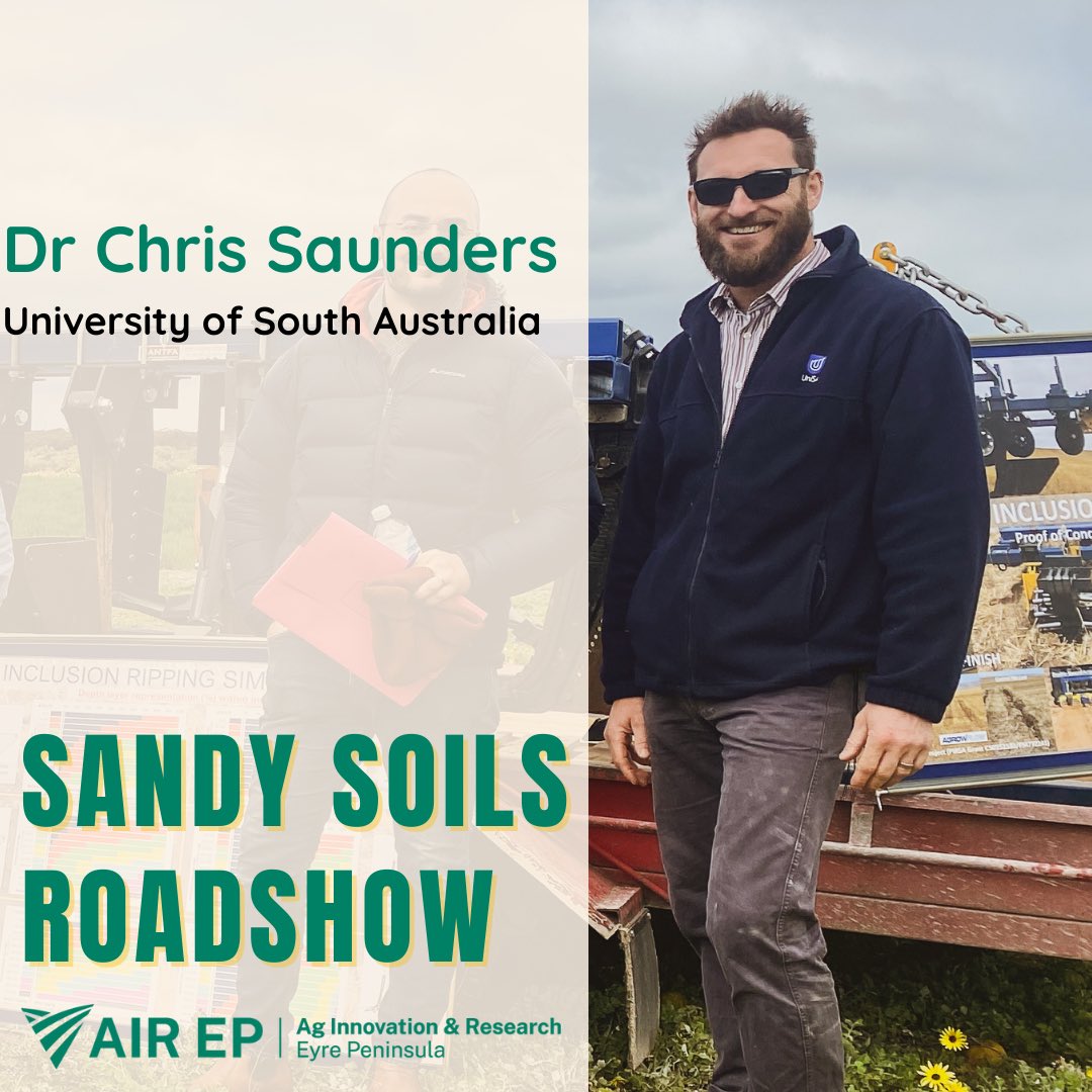 ag_eyre's tweet image. 📣Eyre Peninsula Sandy Soils Roadshow
Announcing our speaker line up. 
A series of 3 masterclasses across the EP will address how we improve productivity of our sandy ground. 
Registrations now open bit.ly/3QN704y
#FutureDroughtFund 
#EPAg
