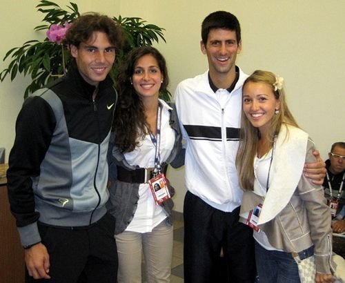 2010 US Open: Rafael Nadal and Novak Djokovic with their respective girlfriends 😄