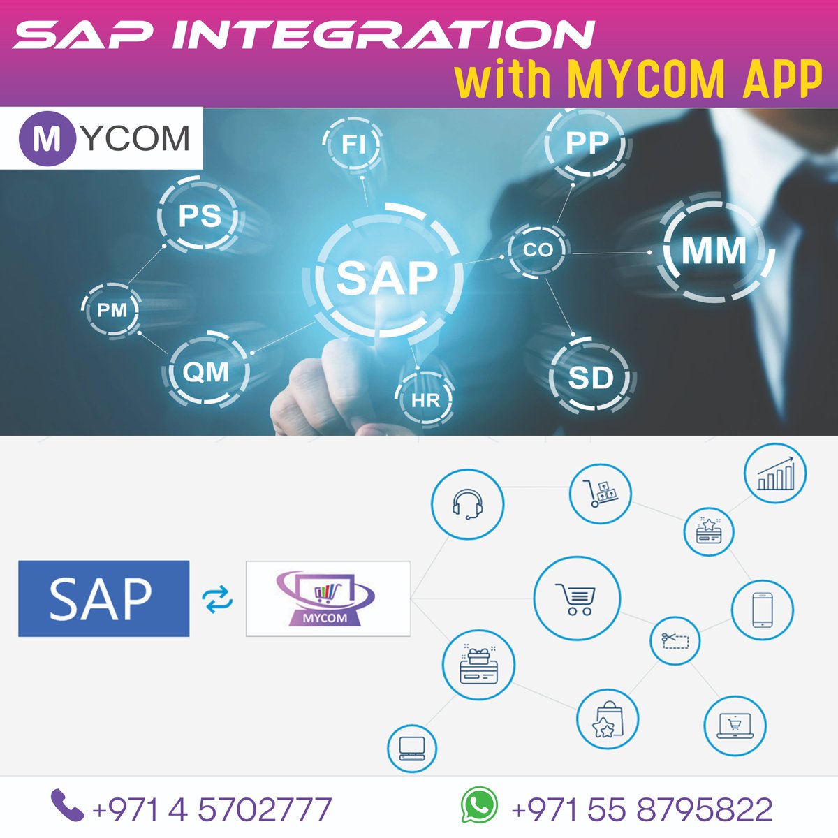 MYCOM TECHNOLOGIES are retail experts who leverage SAP ERP to help retailers optimize their operations, capture detailed customer insights, and innovate for future growth. #sapintegration #mycomtech #mycomtechapp #Dubai