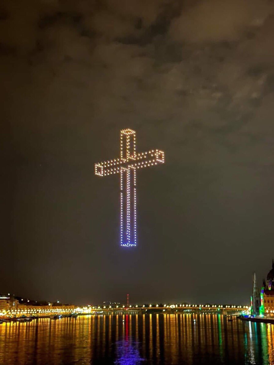 Hungary celebrated St Stephen’s Day yesterday.

Hungary's first king St. Stephen, led the country into the Catholic church and established the institutions of the kingdom. He was canonized on 20 August 1083.

A huge cross of made of drones flew over Budapest to mark the day.