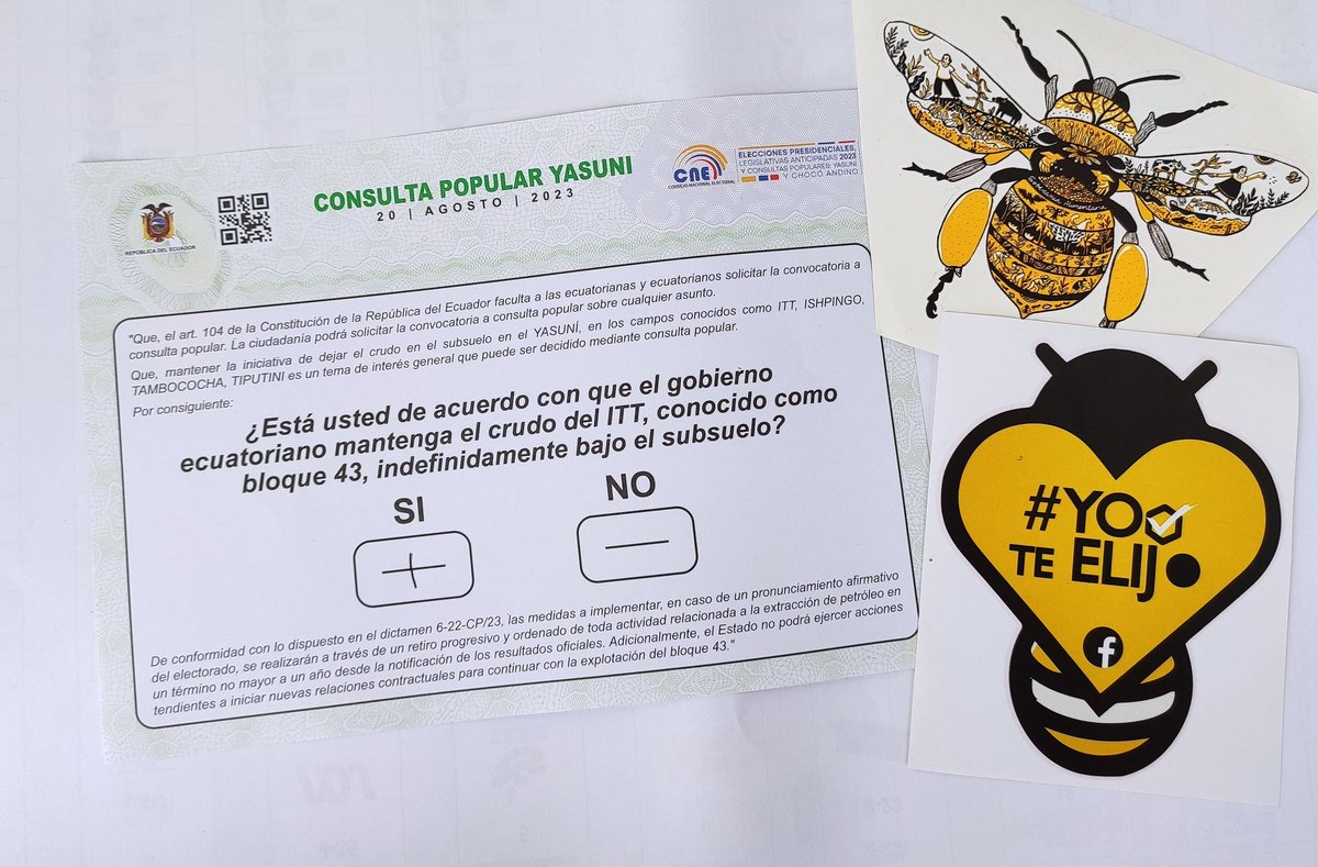 AbejaYoTeElijo's tweet photo. ¡¡¡Lo logramos!!! 💪💪💪una victoria histórica para la Naturaleza, para las abejas, todos los seres vivos que habitan en este lugar incomparable para el mundo e indispensable para la vida en el planeta: siempre Si a la vida, #SíAlYasuní 🐜🐍🦟🐆🦇🦦🦜🐞🦋🦦🪲🦗🦟🦋🐝 https://t.co/CEKPULksAF