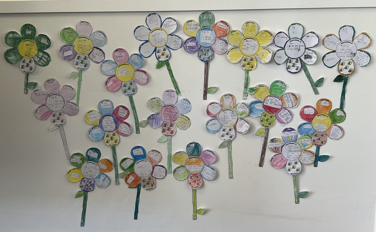 NthSydDem's tweet photo. To celebrate Book Week 1LB created a book recommendation flower garden🌷#thedem #lovewhereyoulearn #cbcabookweek @NSWEducation https://t.co/L3RtE7AcSH