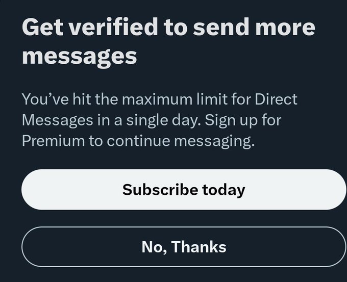 Are you fucking serious, limiting messaging wtf https://t.co/7AaMAeUEpo<a href="/tag/mytwitteranniversary"class="tags"><span>#mytwitteranniversary</span></a>