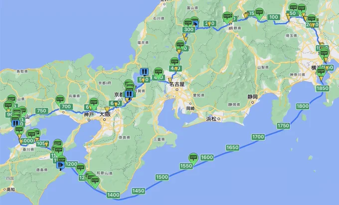 家→高山→長浜→草津→倉敷→高松→徳島→フェリー→家と巡る、5泊6日のツーリングから無事に帰ってきました!フェリーの個室が楽しすぎて、中学時代の林間学校のようなワクワク感を久しぶりに味わえて良かった夏の思い出ができた。 