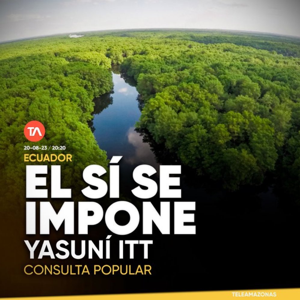 Ecuador decide preservar Yasuní y dejar sus combustibles fósiles bajo tierra. Un tremendo logro que muestra lo que dice la ciudadanía cuando se le consulta. Bien Ecuador.